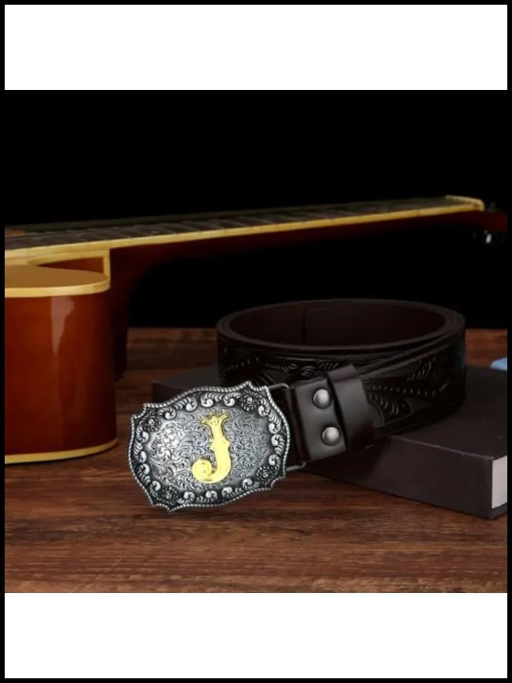 Men's Western Cowboy Belt Embossed Floral Faux Leather 1.5